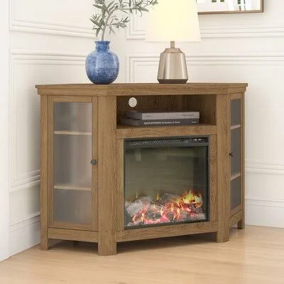 Tieton Corner TV Stand for TVs Up to 50x22 with Electric Fireplace Included Mistana Color: Barnwood