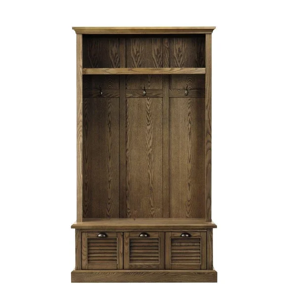 Home Decorators Collection Shutter Weathered Oak 42x22 W Hall Tree with Drawers
