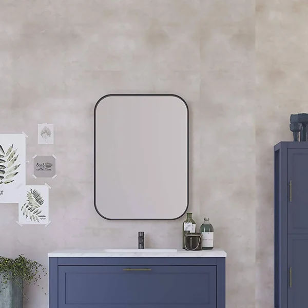 Kende Squared Mirror Black - 32 x 24 in, Metal Squared Wall Mirror