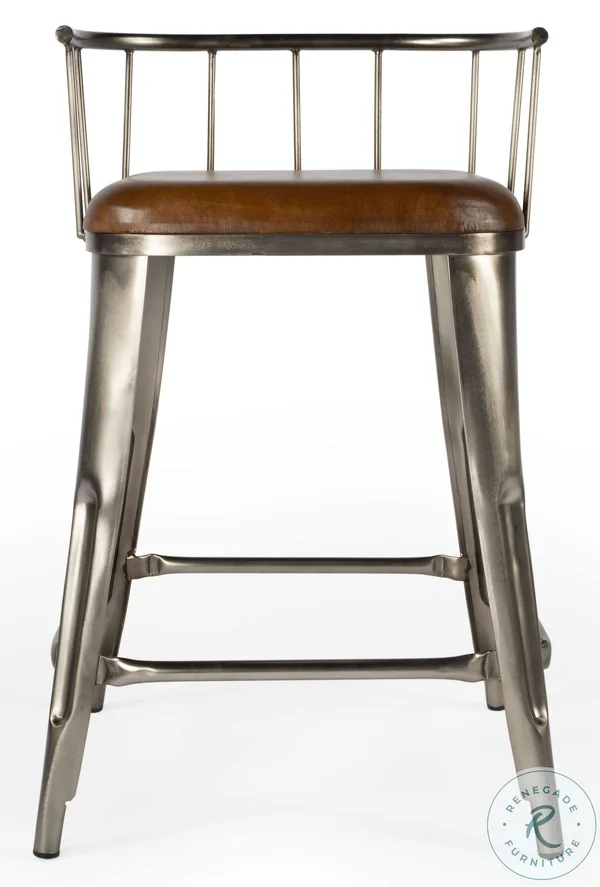 Butler Coriander Iron & Leather Counter Stool