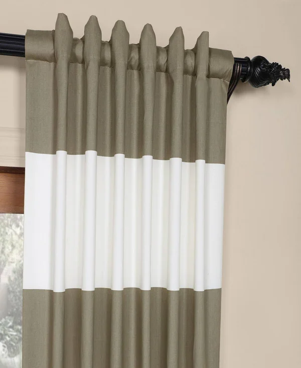 Horizontal Stripe Cotton Curtain Panel