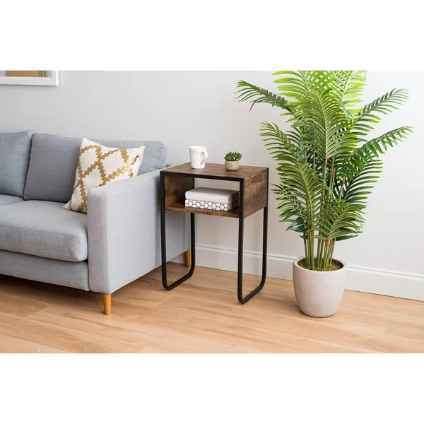 Iris USA - Inc. Brown A-Shape Wood and Metal Side Table