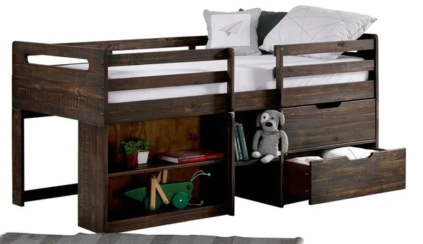 Donco Twin Low Loft Rustic Oak