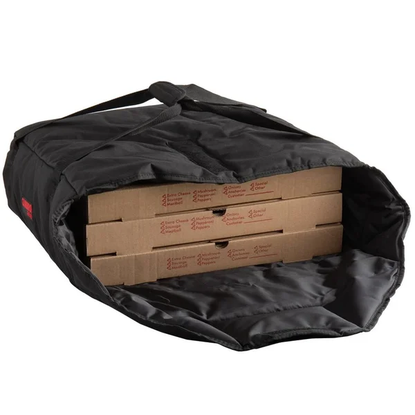 Cambro GBP220110 Customizable Insulated Black Pizza Delivery GoBag - Holds Up to (2) 20x22 or (3) 18x22 Pizza Boxes
