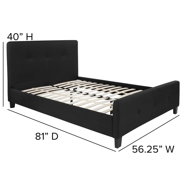 81x22 Black and White Rectangular Tufted Upholstered Platform Bed - Full Size