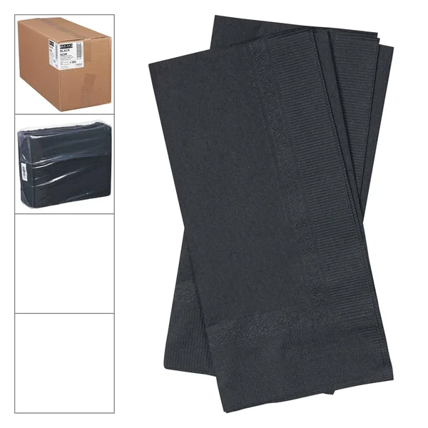 Lapaco 2 Ply Black Dinner Napkin, 15 1/2 x 16 inch - 1000 per CASE.