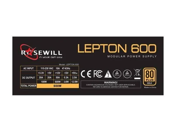 Rosewill Lepton 600 Modular 600W Power Supply (80 Plus Gold Certified)