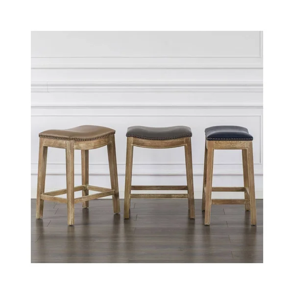 New Pacific Direct Elmo Bonded Leather Counter Stool - Vintage Gray