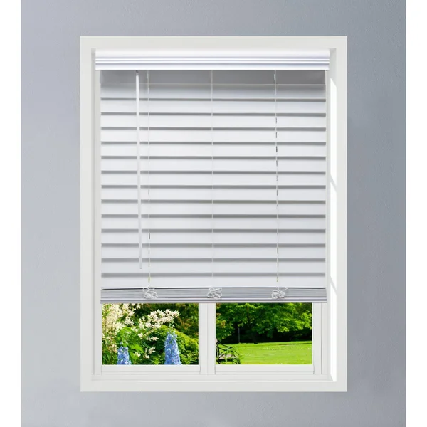 Linen Avenue Custom Cordless Faux Wood Blind White - 56 W x 72 H Flush Inside Mount