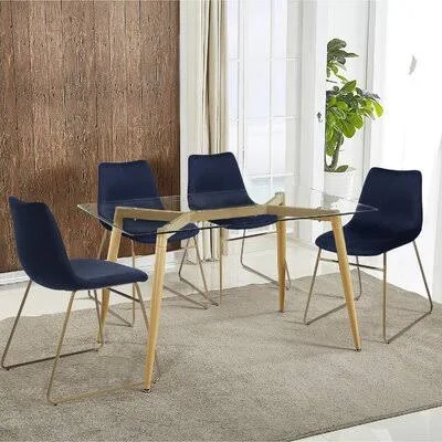 Brady Velvet Side Chair Gold Flamingo Upholstery Color: Navy Blue