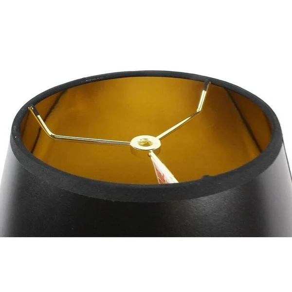 8x16x12 Bold Black with True Gold Lining Hard Back Empire Lampshade