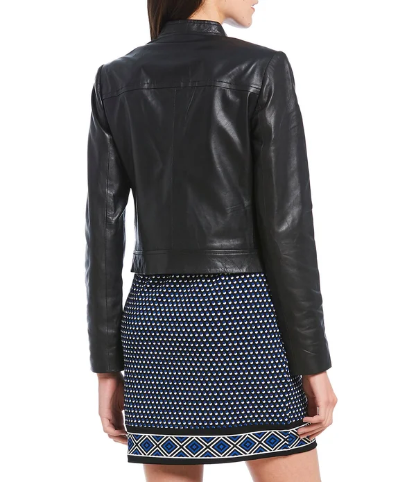 Michael Michael Kors, Leather Moto Jacket, Brown, Xs