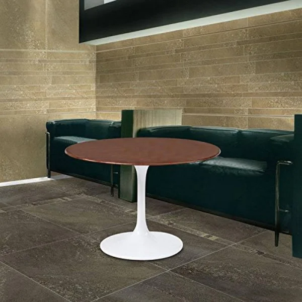 Fine Mod Imports Flower Table Wood Top 30 Inches - Walnut
