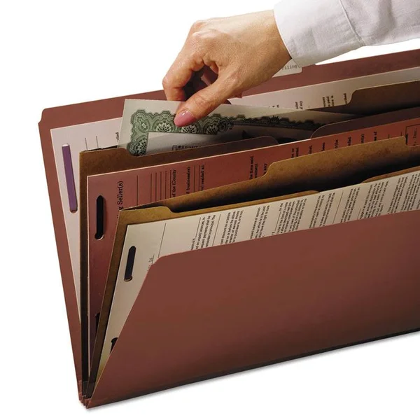 Smead Pressboard Folders with 2-Pocket Dividers, Red, Six -Section - 10 pack