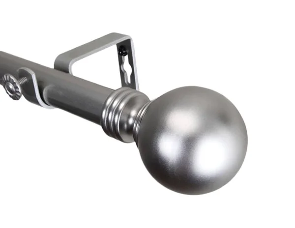 Rod Desyne Home Decorative Globe Double Curtain Rod - Satin Nickel, 48x22 - 84x22