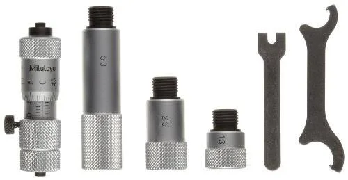 Mitutoyo 137-206 Tubular Vernier Inside Micrometer - Extension Rod Type, Carbide Tipped Face, 50-150mm Range, 0.01mm Graduation