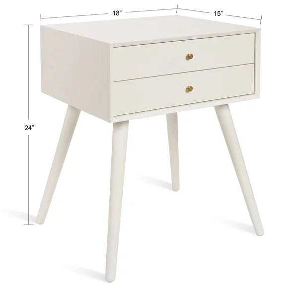 Kate and Laurel Finco Nightstand Side Table with 2 Drawers - Gray