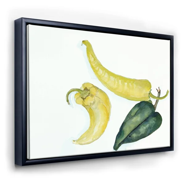 Designart 'Peppers Hot and Cool' Cottage Premium Framed Canvas Wall Art - 40 in. Wide x 30 in. High - Black