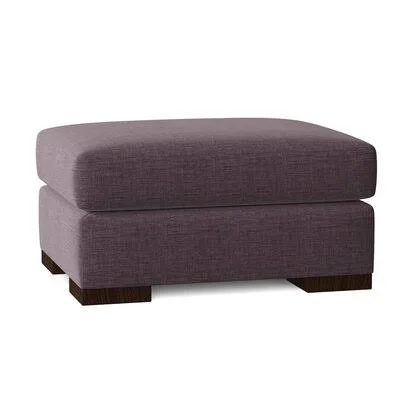 Branam 32x22 Rectangle Standard Ottoman Winston Porter Body Fabric: Klein Dolphin - Leg Color: Walnut