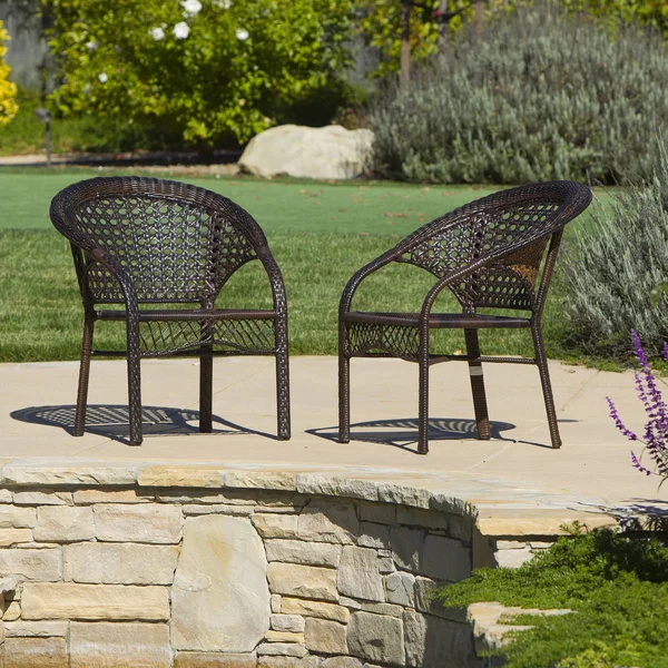 Hamburg Outdoor 3-Piece Wicker Stacking Chair Chat Set by Christopher Knight Home