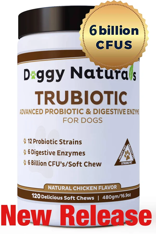 Probiotics for Dogs with Natural Digestive Enzymes + Prebiotics 6 Bill CFUs, 1 Chew Relieves Diarrhea Allergy Breath Yeast Gas