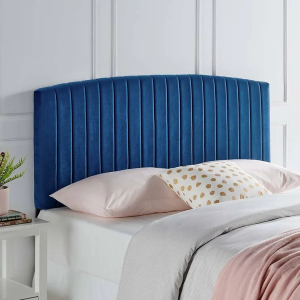 Silver Orchid La Marr Velvet Full, Queen Headboard - Navy