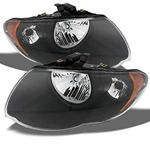 AKKON - for Chrysler Town & Country OE Replacement Black Bezel Headlights Driver/Passenger Head Lamps Pair New