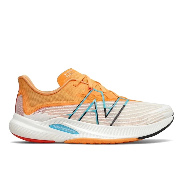 New Balance Men's FuelCell Rebel V2 White with Habanero, 16, D