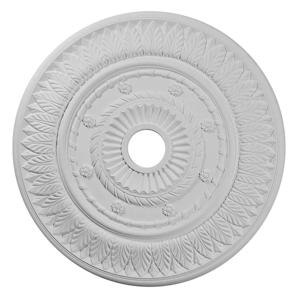 26 3/4x22OD x 3 5/8x22ID x 1 1/8x22P Leaf Ceiling Medallion (Fits Canopies Up to 3 5/8x22) - Hand-Painted Platinum