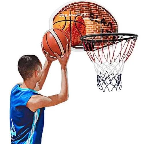 Costway Wall Mounted Fan Backboard with Basketball Hoop and Rim