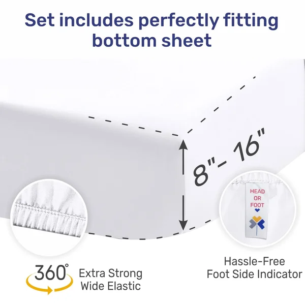 Split King Sheets for Adjustable Bed - Light Blue Color - 500 Thread Count 100% Real Cotton, Silky Sateen Weave 5 Piece Bed Sheet
