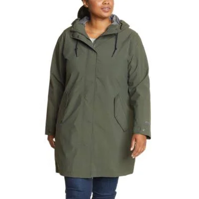 Eddie Bauer Women's Port Townsend Trench Coat Rain Jacket - Green - XL