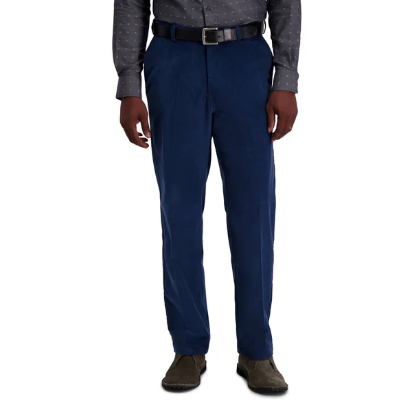 Haggar Mens Stretch Corduroy Expandable Waist Classic Fit Pant, Men's, Size: 36W x 34L, Blue