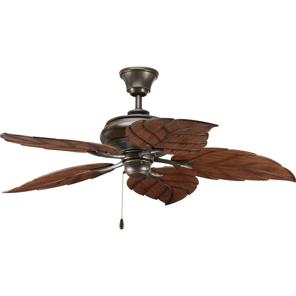 Progress Lighting AirPro Signature 52x22 Ceiling Fan - Antique Bronze - Palm Leaf Style Cherry/Walnut Blades