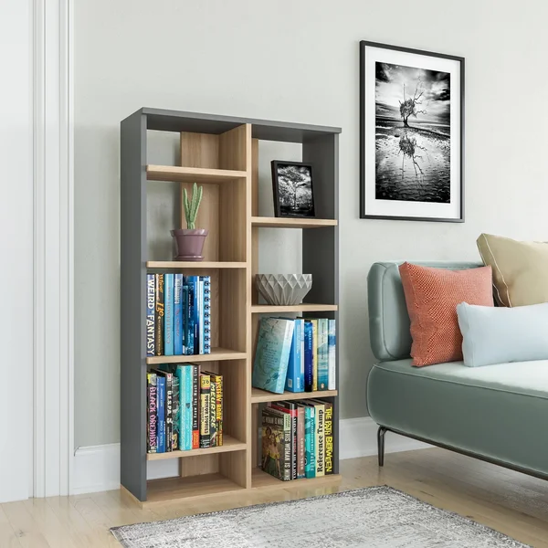 Keota Modern Bookcase - Oak - 48.66'' H x 28.35'' W x 9.84'' D