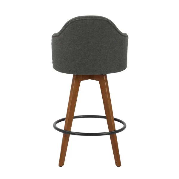 LumiSource Ahoy Counter Stool Grey Fabric Walnut