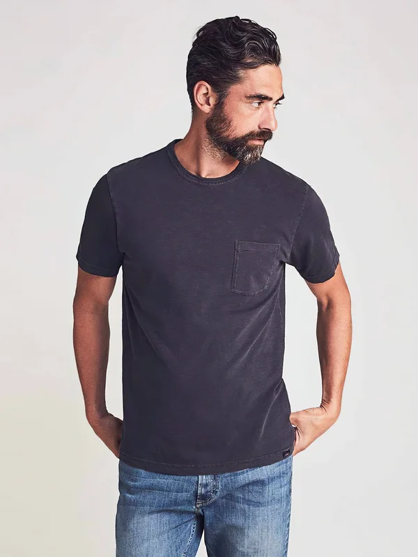 Faherty Men's Sunwashed Pocket T-Shirt - Washed Black - Size XS, Cotton