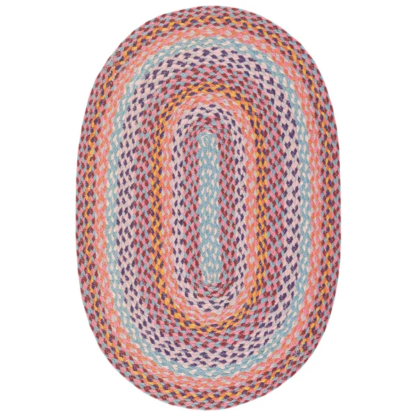 Safavieh CAP241Y-6OV 6 x 9 ft. Oval Cape Cod Area Rug Green & Pink