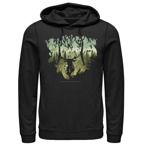 Men's Harry Potter Patronus Dementor Silhouette Graphic Hoodie - Size: Large, Black