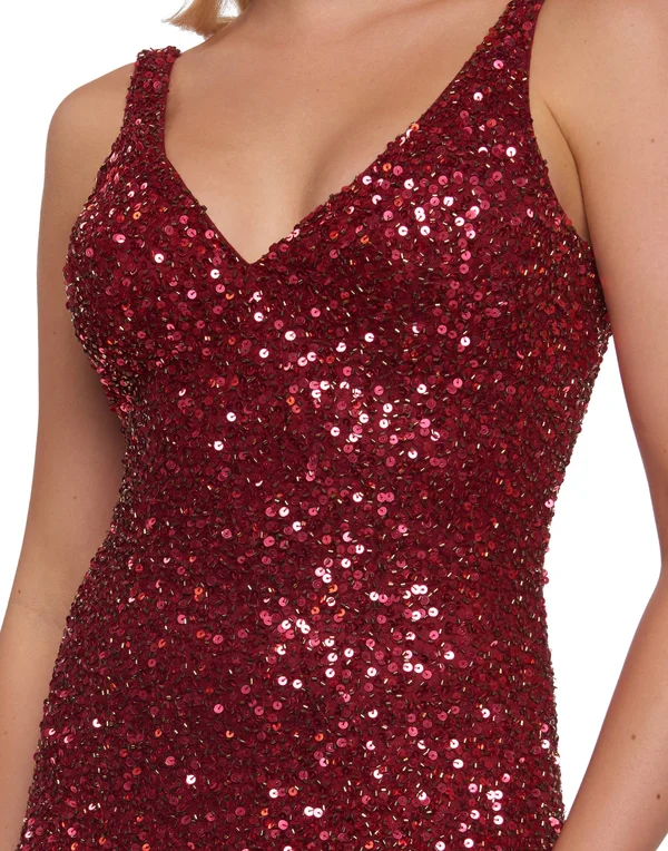 Mac Duggal Women's V-Neck Sequin Sheath Gown - Shimmering Gold - Size 14
