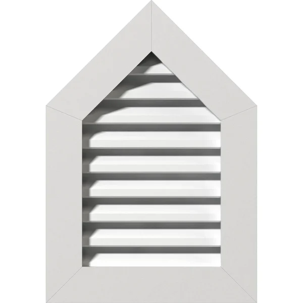 12 inchw x 16 inchh Peaked Top Gable Vent (17 inchw x 20 5/8 inchh Frame Size) 4/12 Pitch: Functional, PVC Gable Vent w/ 1 inch
