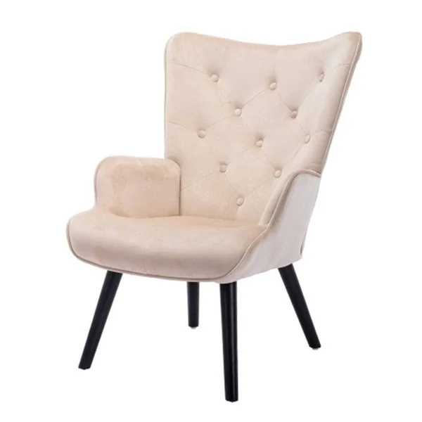 [Pre-Sale]Living Room Velvet Fabric Accent Chair/ Leisure Chair with Wood Feet - Navy Blue, 37.8" x 27.17" x 27.56"