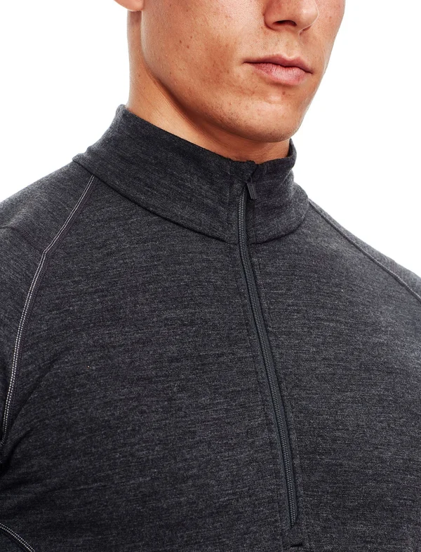 Icebreaker Men's Winter Zone LS Half Zip - Medium - Jet Heather - Black, Lunar