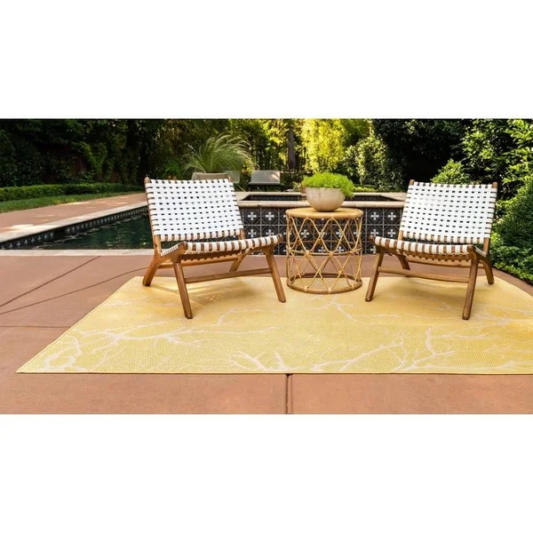 Unique Loom Outdoor Branch Area Rug Beige/Terracotta 8& x 11&4 inch