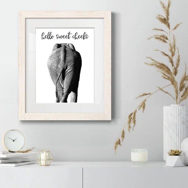 Elephant Bum-Premium Framed Print - Ready to Hang - 23X32 - Grey