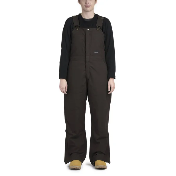 Berne Ladies Washed Insulated Bib Dark Brown - L/Short