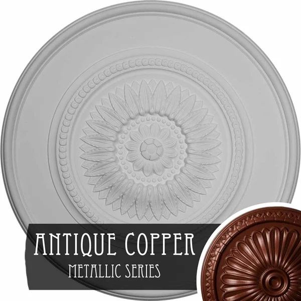 Ekena Millwork CM41FLACS 41 1/8x22OD x 2 1/2x22P Large Floral Ceiling Medallion - Hand-Painted Antique Copper