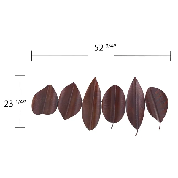 Carbon Loft Sulina Brown Metal Leaf Wall Sculpture - 53 x 24