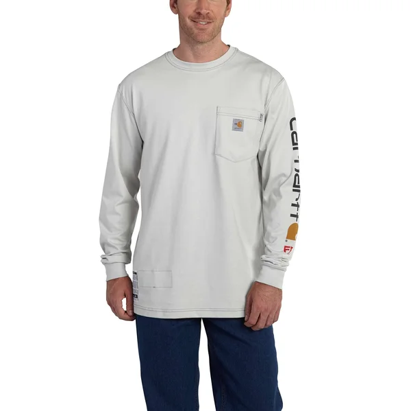 Carhartt Cotton Flame-Resistant Force Graphic Long-Sleeve T-Shirt - Light Gray, 3XL Regular