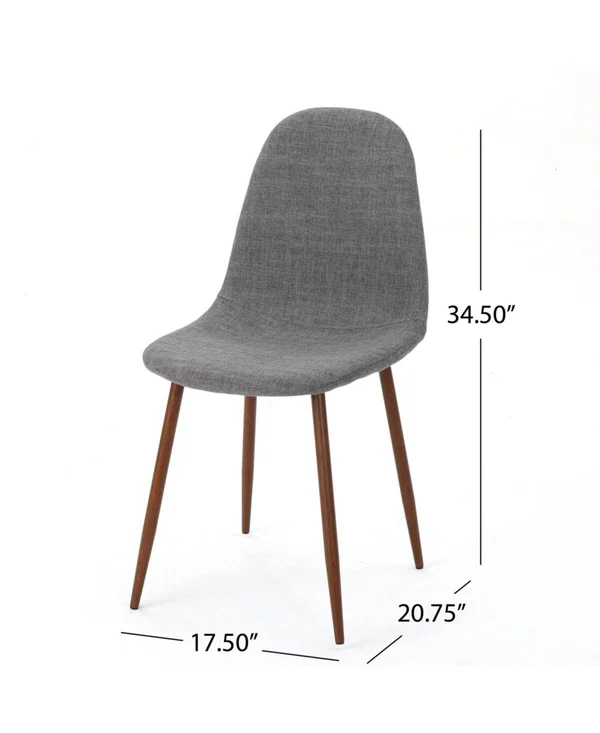 Contemporary Home Living Set of 2 Gray and Brown Contemporary Upholstered Dining Chairs 34.5x22